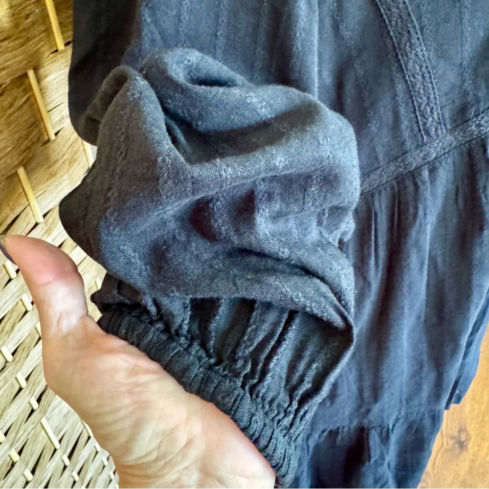 EUC Lucky Brand black cotton boho dress w/ lace L - Picture 4 of 12